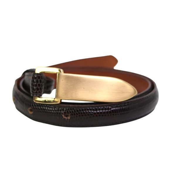 GUESS BROWN REAL LEATHER SNAKE PRINT 5/8"Wd SKINNY CASUAL WOMEN'S BELT Sz M(83T - Picture 5 of 16